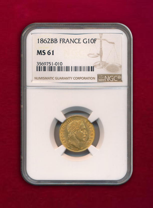 【フランス】10 Francs  1862-BB  ナポレオン3世