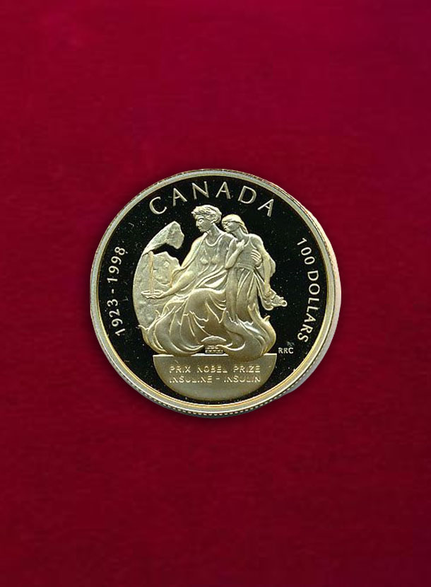 【カナダ】100 Dollars 1998 インスリン発明75年