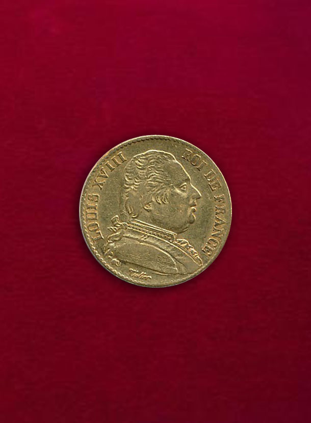 【フランス】20 Francs 1814-A ルイ18世