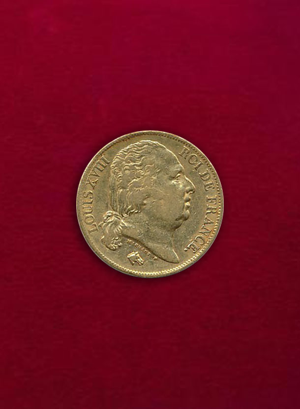 【フランス】20 Francs 1817-A ルイ18世