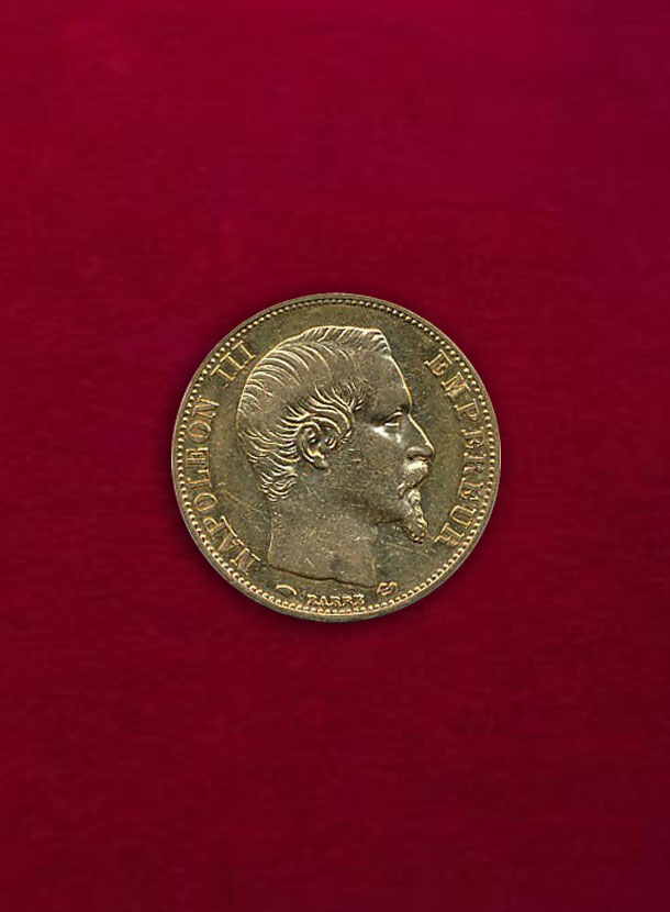 【フランス】20 Francs 1856-A ナポレオン3世 無冠