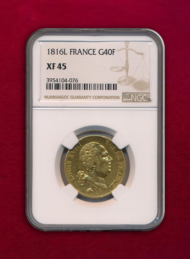 【フランス】40 Francs 1816-L ルイ18世 バイヨンヌ