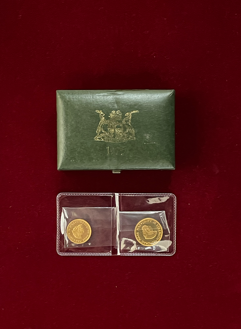 【南アフリカ】金貨プルーフセット　1&2ランド　計2枚　1975　ケース付き